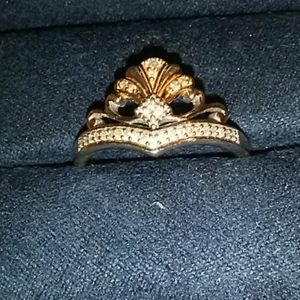 Authentic diamond sterling silver&rose gold ring